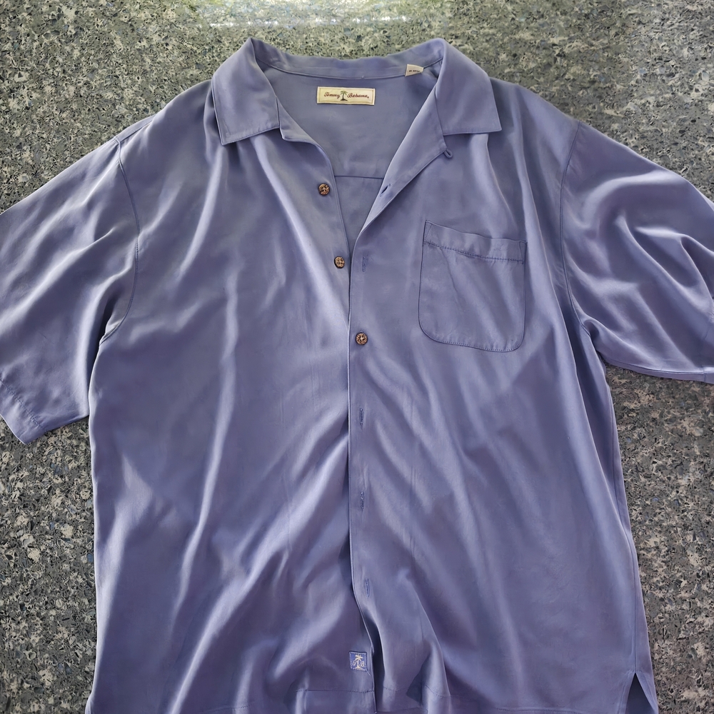 Tommy Bahama Silk Lavender Short-Sleeve Camp Shirt